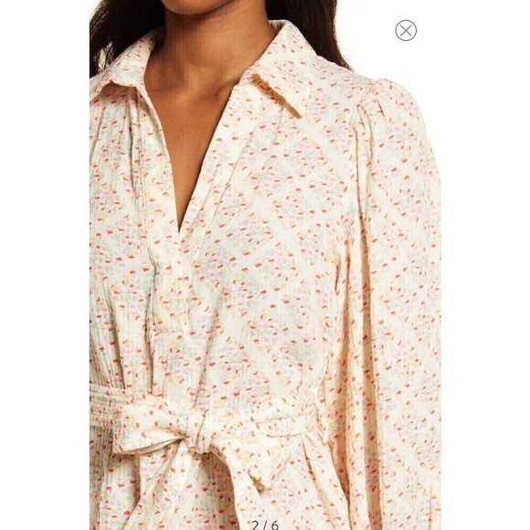 NWT FRNCH Womens Romanne Cotton V-neck Puff sleeve Shirtdress Size S - Picture 4 of 16